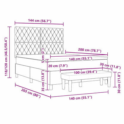 Boxspringbett mit Kopfteil Dunkelgrau 200 x 140 cm Samt