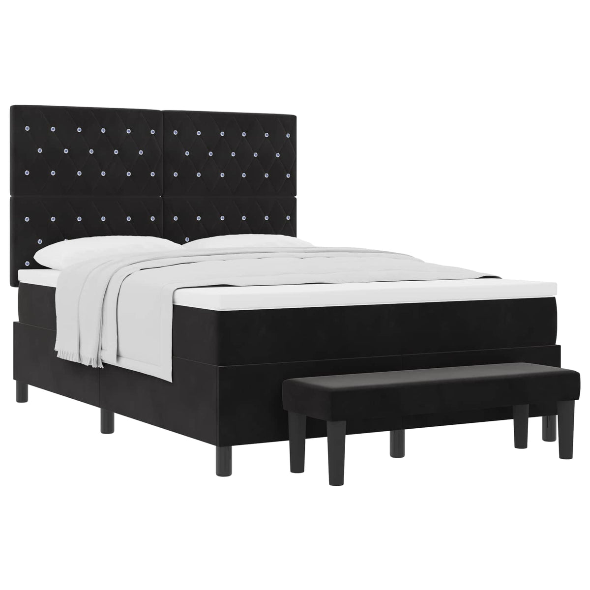 Boxspringbett mit Kopfteil Schwarz 200 x 140 cm Samt