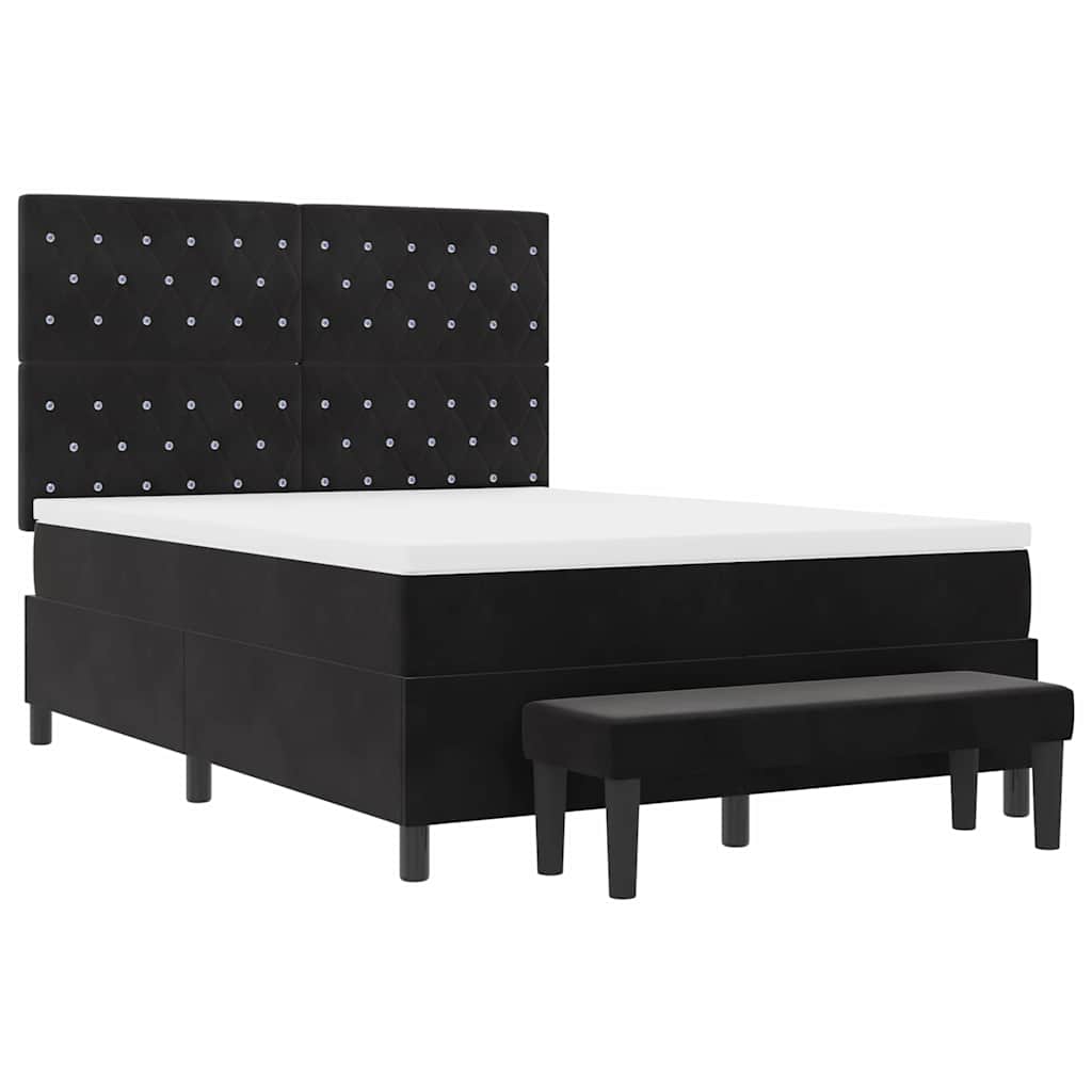 Boxspringbett mit Kopfteil Schwarz 200 x 140 cm Samt