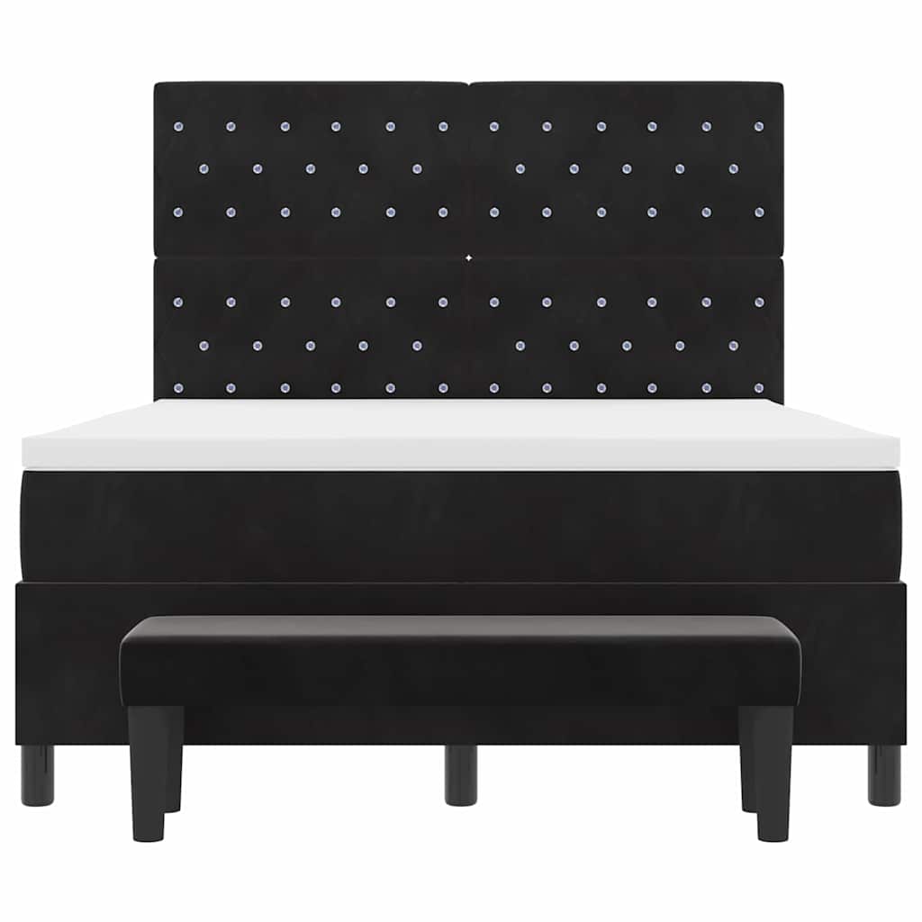 Boxspringbett mit Kopfteil Schwarz 200 x 140 cm Samt