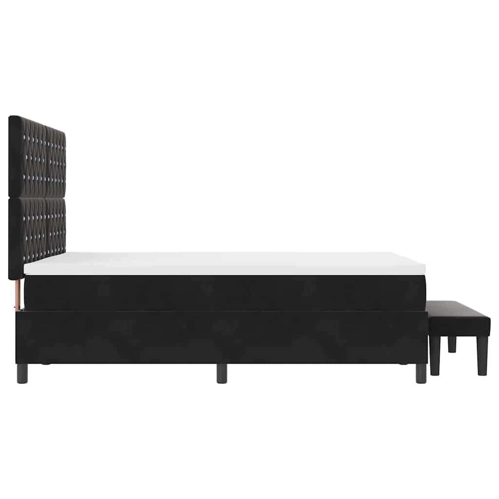 Boxspringbett mit Kopfteil Schwarz 200 x 140 cm Samt