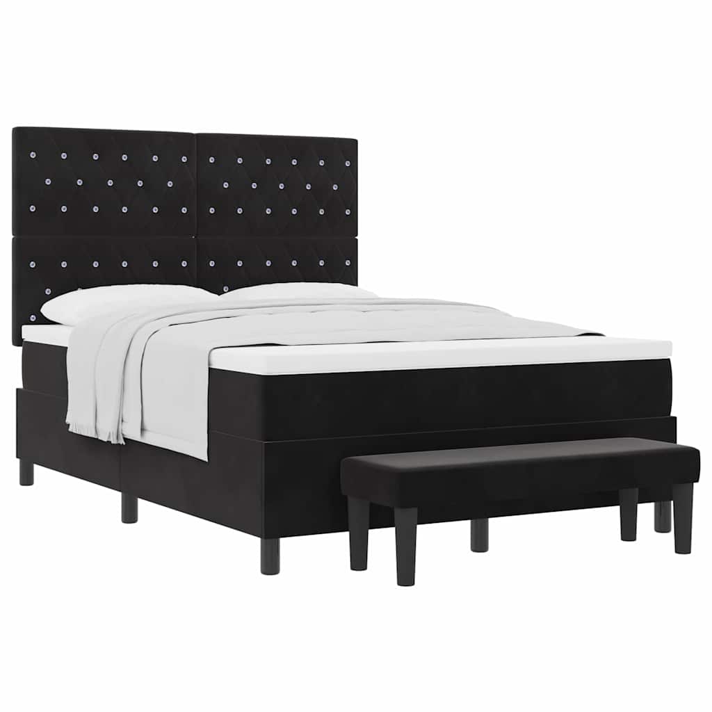 Boxspringbett mit Matratze Schwarz 160 x 200 cm Samt