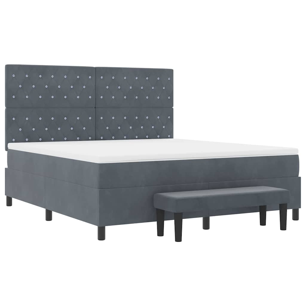 Boxspringbett mit Kopfteil Dunkelgrau 200 x 180 cm Samt