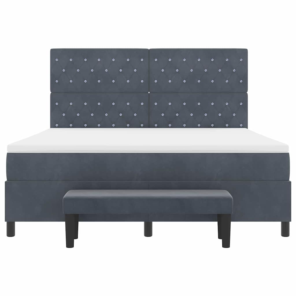 Boxspringbett mit Kopfteil Dunkelgrau 200 x 180 cm Samt