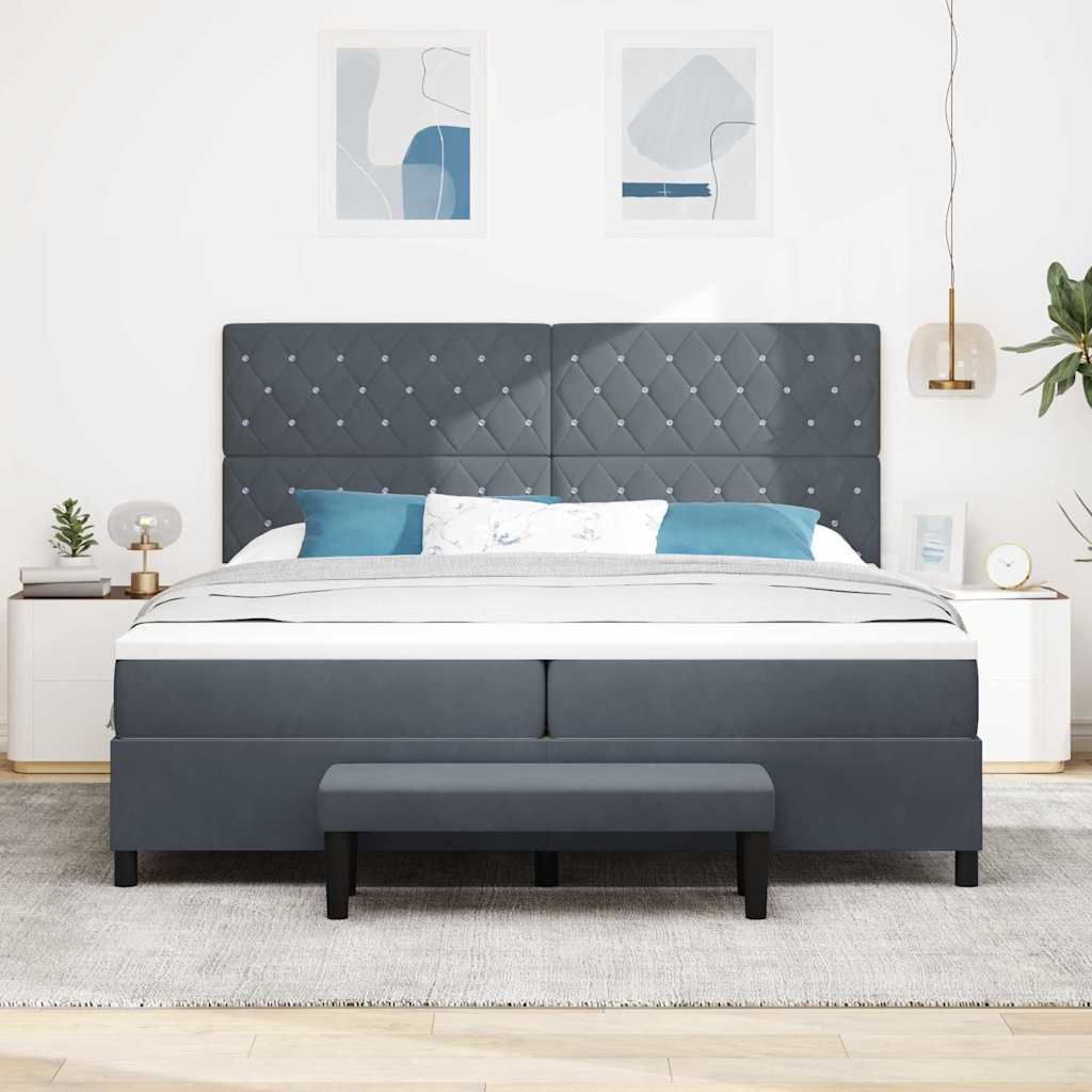 Boxspringbett mit Matratze Dunkelgrau 200 x 200 cm Samt
