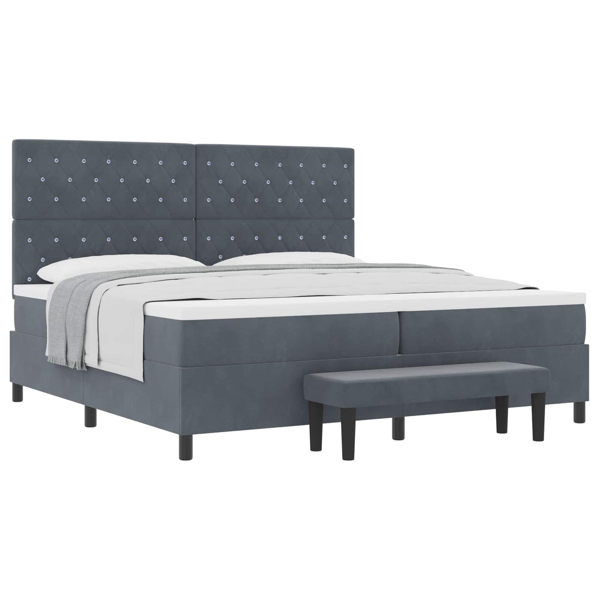 Boxspringbett mit Matratze Dunkelgrau 200 x 200 cm Samt