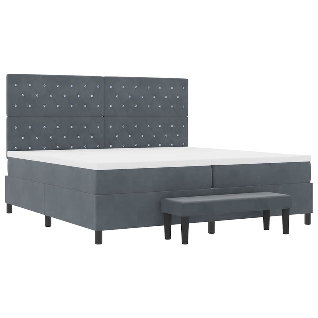 Boxspringbett mit Matratze Dunkelgrau 200 x 200 cm Samt