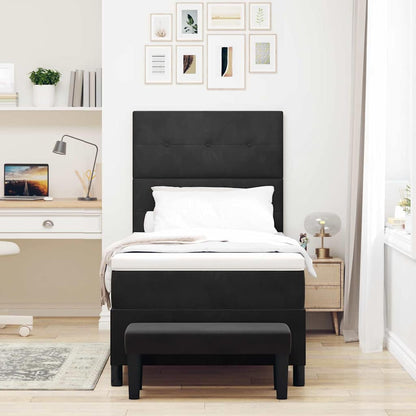Boxspringbett mit Kopfteil Schwarz 200 x 80 cm Samt