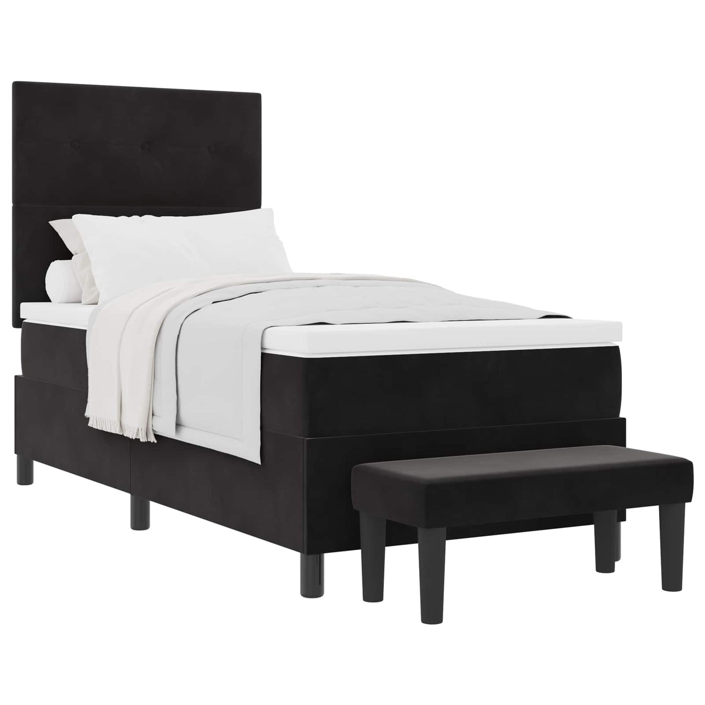 Boxspringbett mit Kopfteil Schwarz 200 x 80 cm Samt