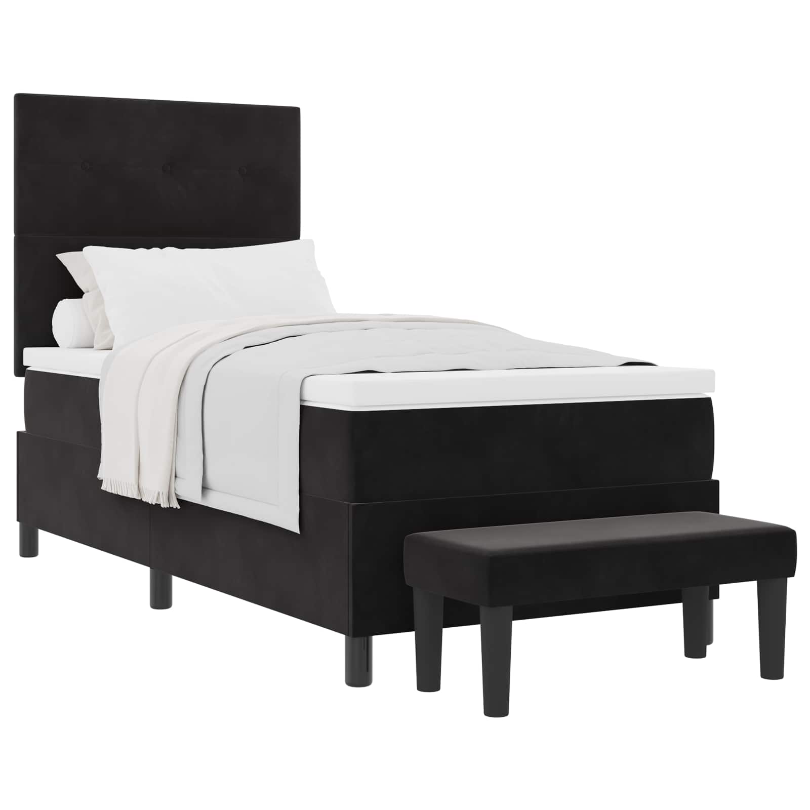 Boxspringbett mit Kopfteil Schwarz 200 x 80 cm Samt