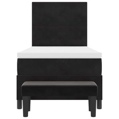 Boxspringbett mit Kopfteil Schwarz 200 x 80 cm Samt