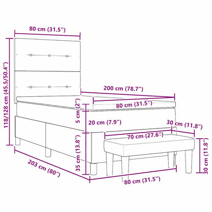 Boxspringbett mit Kopfteil Schwarz 200 x 80 cm Samt
