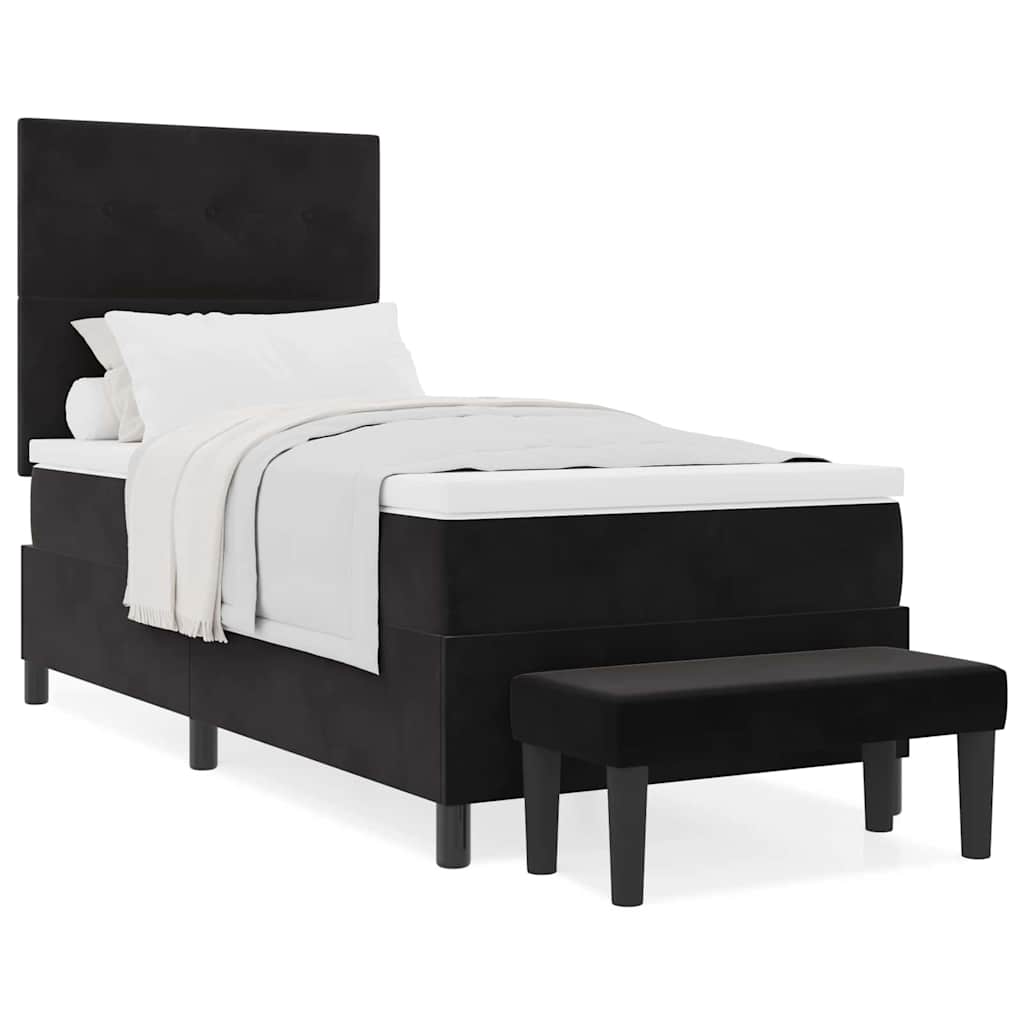 Boxspringbett mit Matratze Schwarz 80 x 200 cm Samt