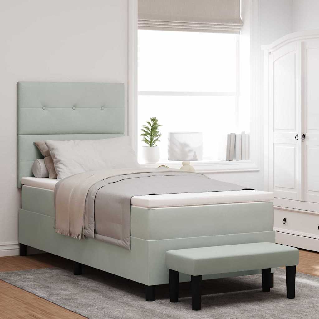 Boxspringbett mit Kopfteil Hellgrau 190 x 90 cm Samt