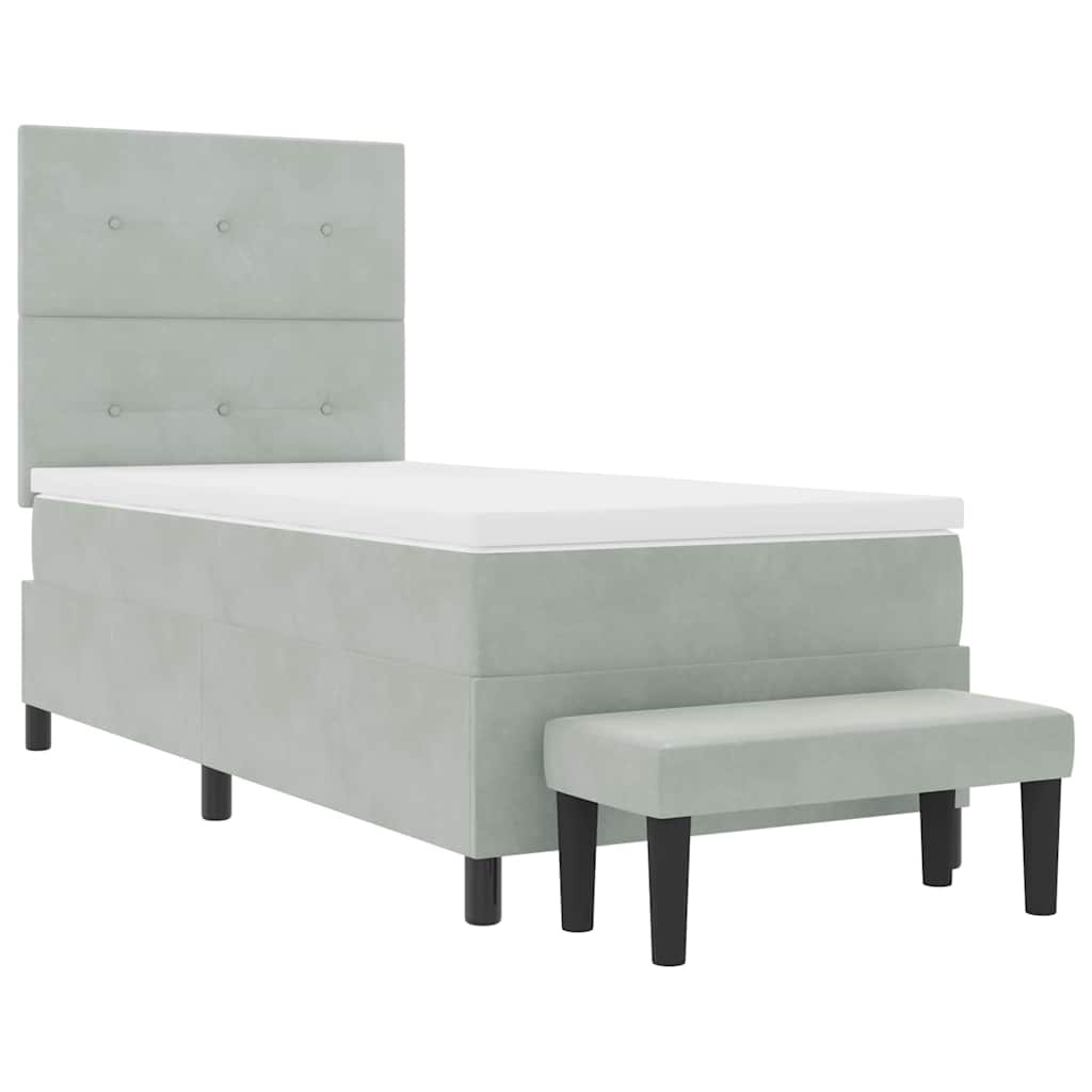 Boxspringbett mit Kopfteil Hellgrau 190 x 90 cm Samt