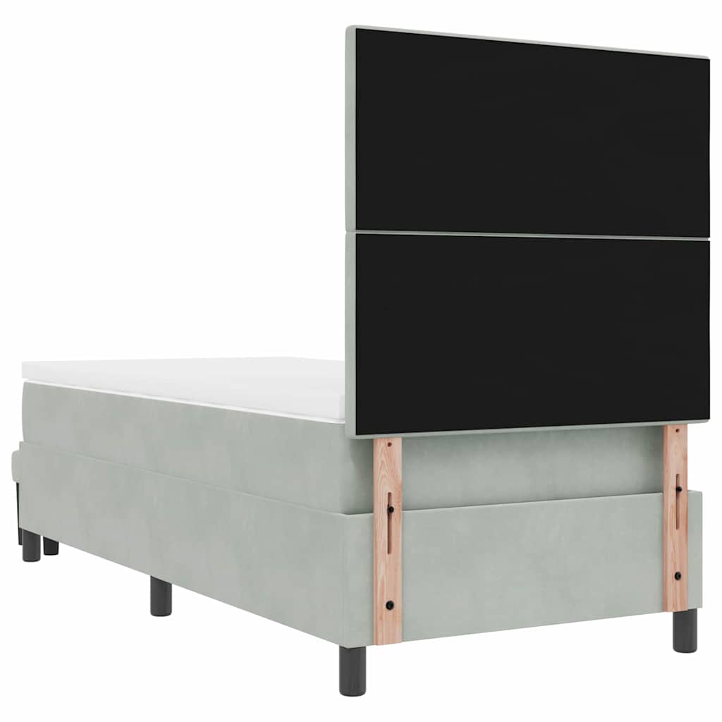 Boxspringbett mit Kopfteil Hellgrau 190 x 90 cm Samt