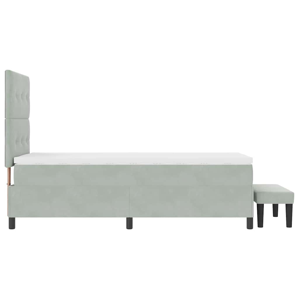 Boxspringbett mit Kopfteil Hellgrau 190 x 90 cm Samt