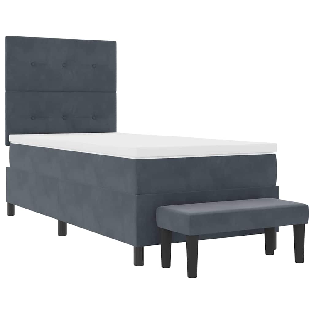 Boxspringbett mit Kopfteil Dunkelgrau 190 x 90 cm Samt
