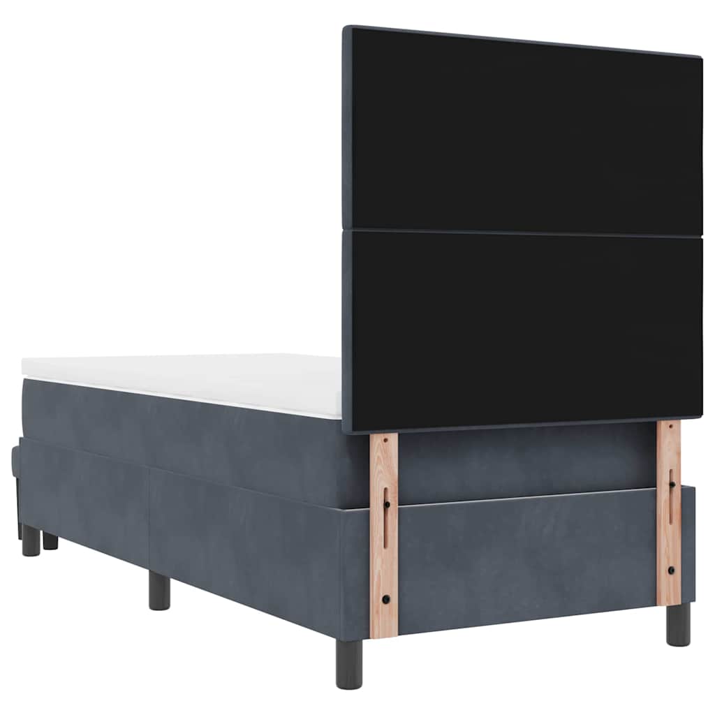 Boxspringbett mit Kopfteil Dunkelgrau 190 x 90 cm Samt