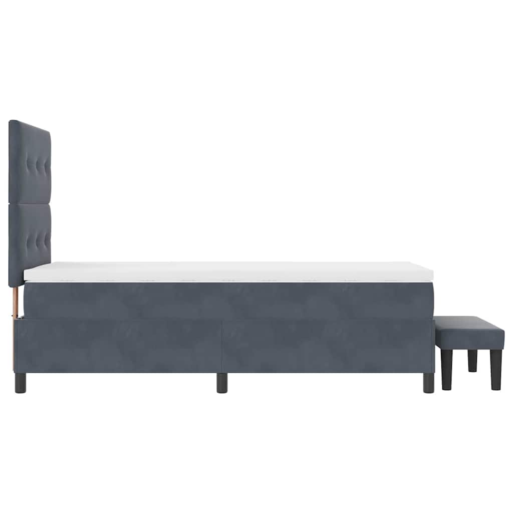 Boxspringbett mit Kopfteil Dunkelgrau 190 x 90 cm Samt
