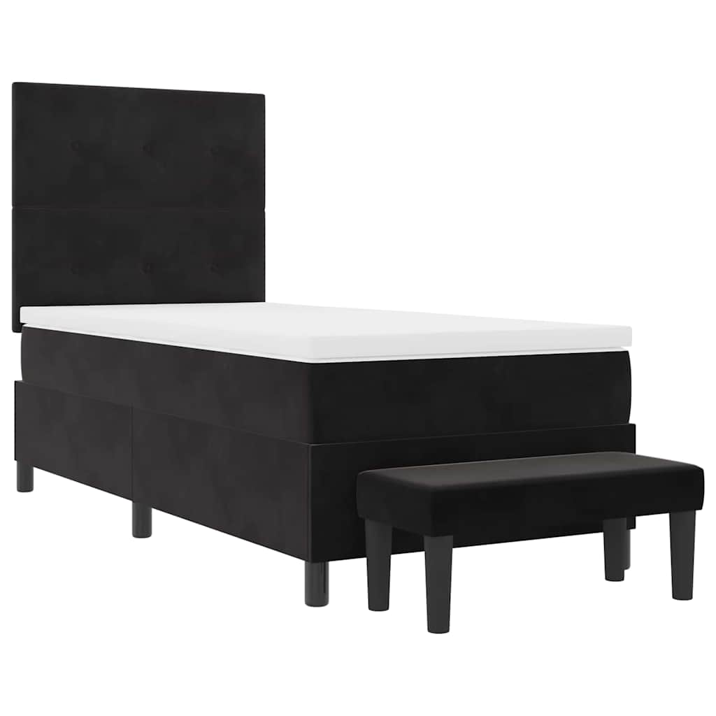 Boxspringbett mit Matratze Schwarz 90 x 190 cm Samt