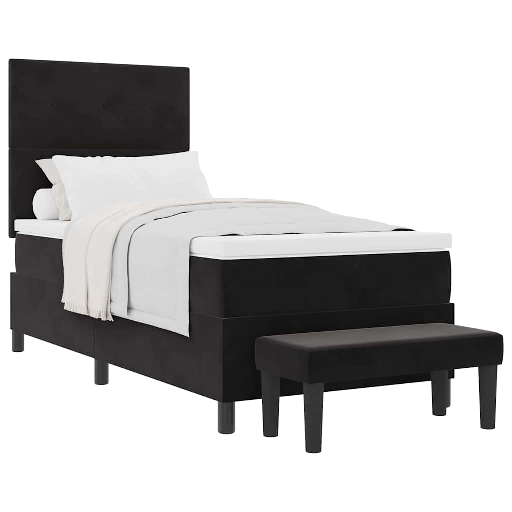 Boxspringbett mit Matratze Schwarz 90 x 190 cm Samt