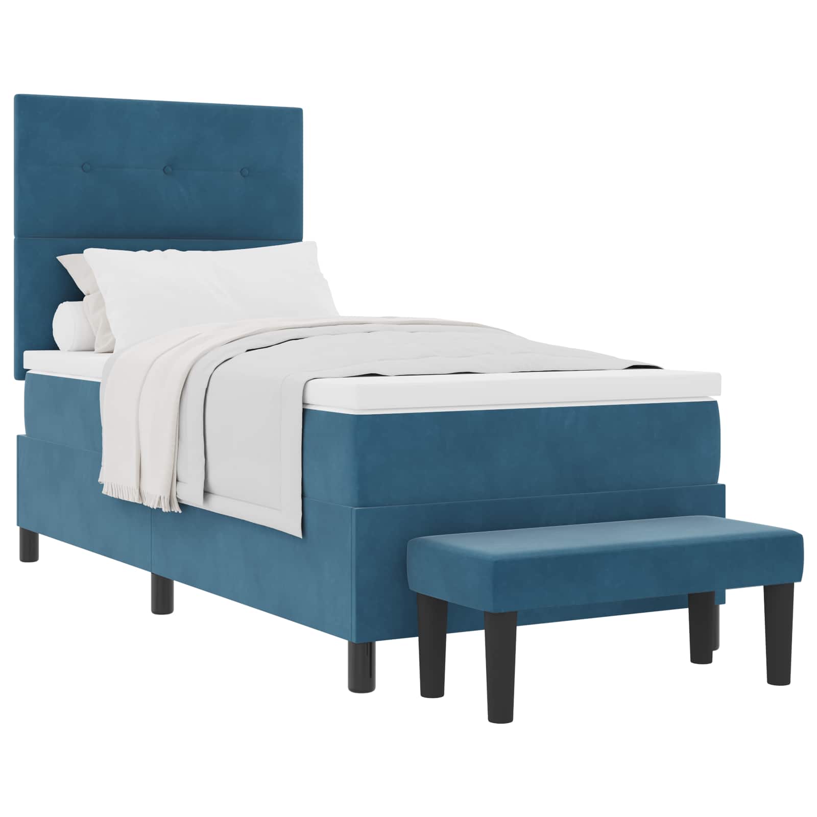 Boxspringbett mit Kopfteil Dunkelblau 190 x 90 cm Samt