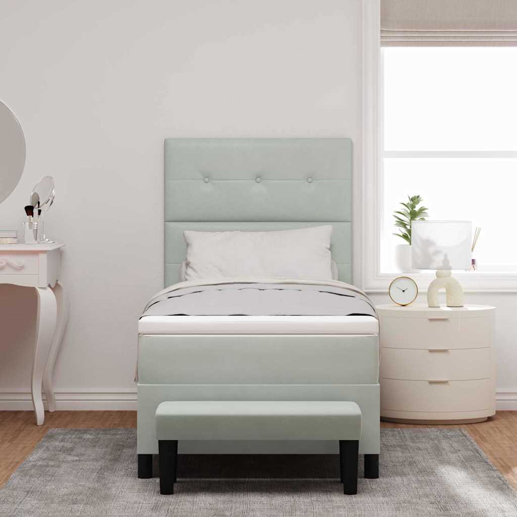 Boxspringbett mit Kopfteil Hellgrau 200 x 90 cm Samt