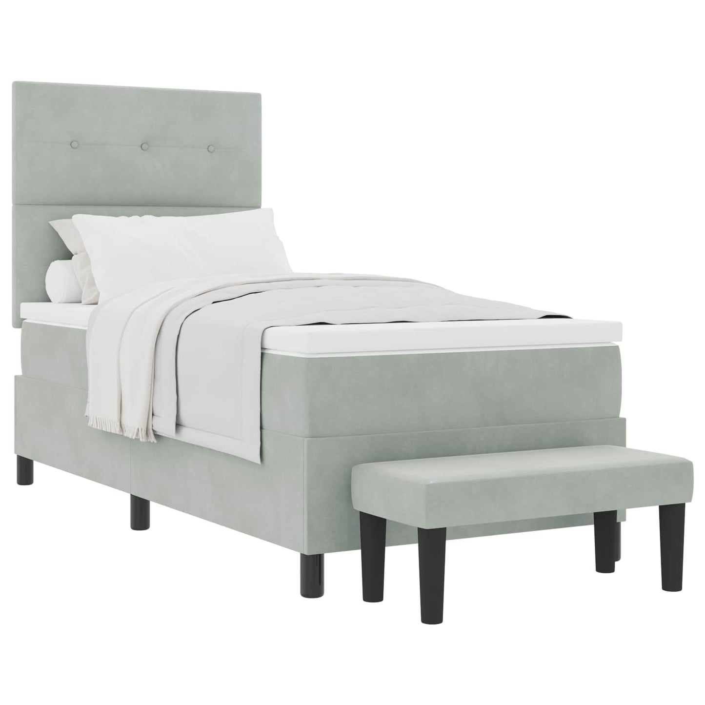 Boxspringbett mit Kopfteil Hellgrau 200 x 90 cm Samt