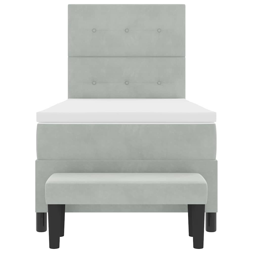 Boxspringbett mit Kopfteil Hellgrau 200 x 90 cm Samt