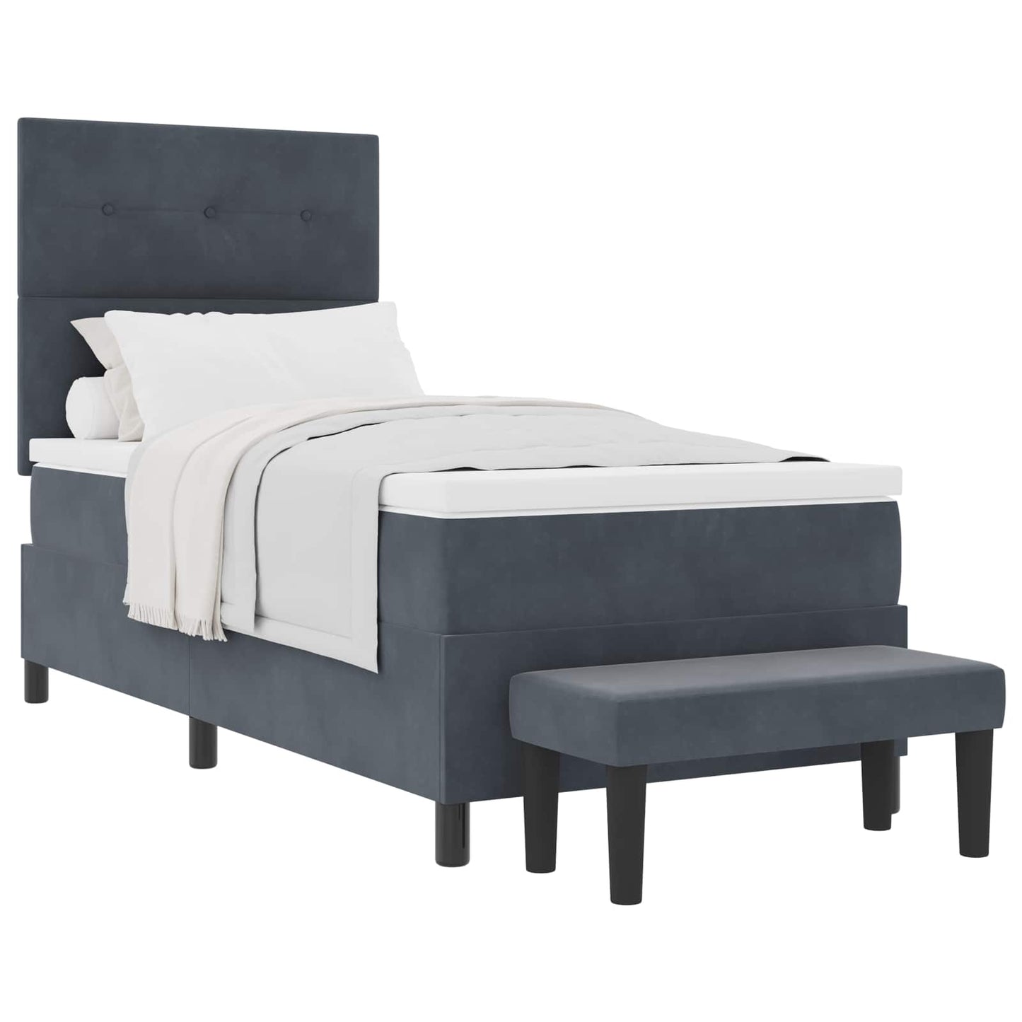 Boxspringbett mit Kopfteil Dunkelgrau 90 x 200 cm Samt
