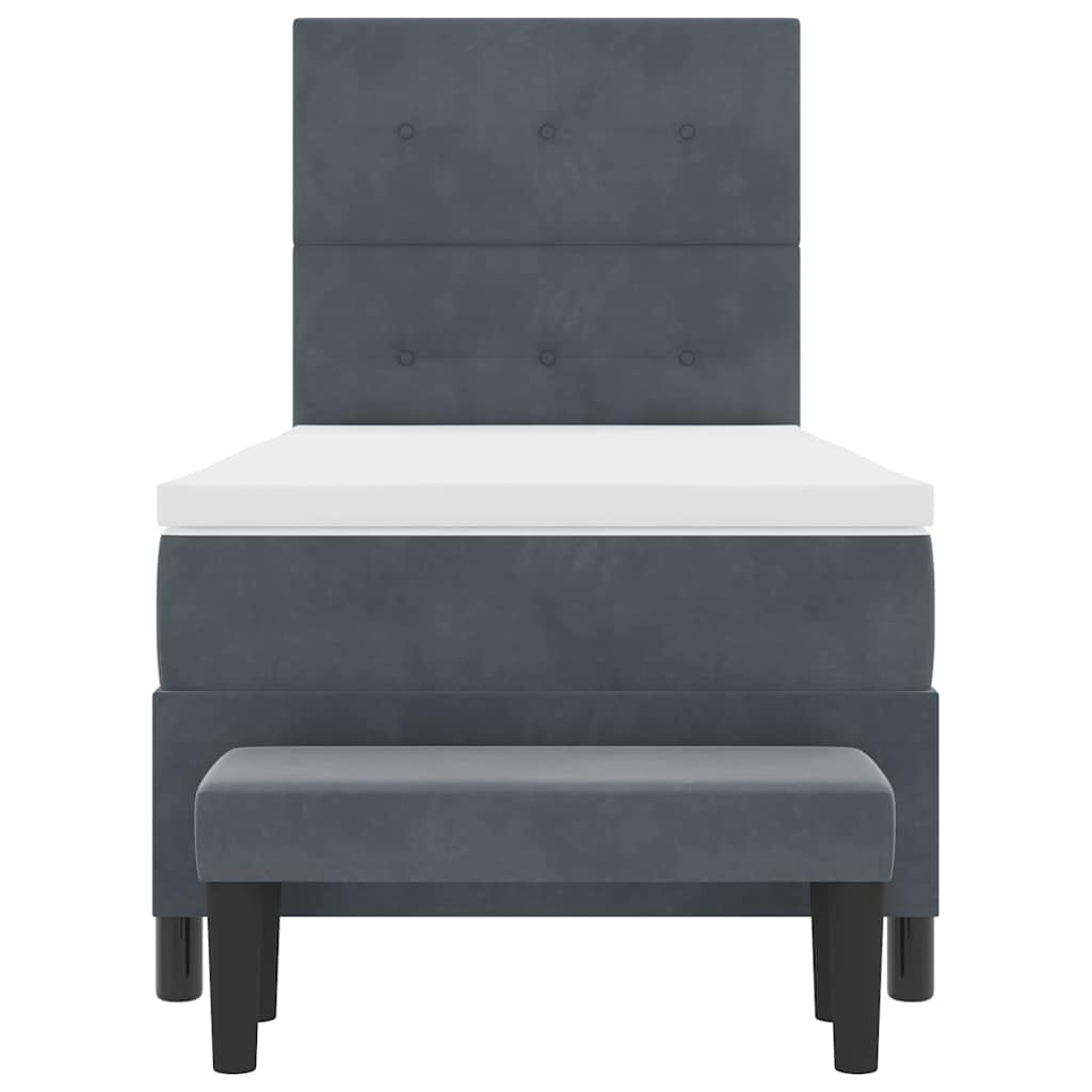 Boxspringbett mit Kopfteil Dunkelgrau 90 x 200 cm Samt