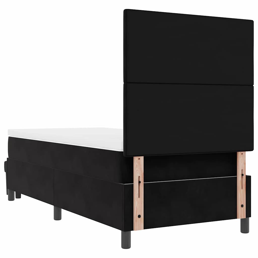 Boxspringbett mit Kissen mit Kopfteil Schwarz 200 x 90 cm Samt