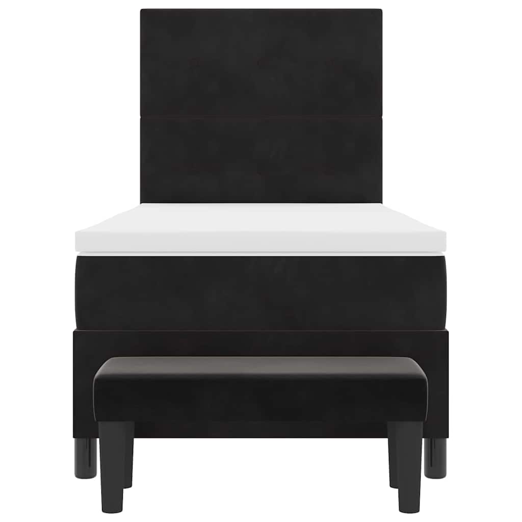 Boxspringbett mit Kissen mit Kopfteil Schwarz 200 x 90 cm Samt