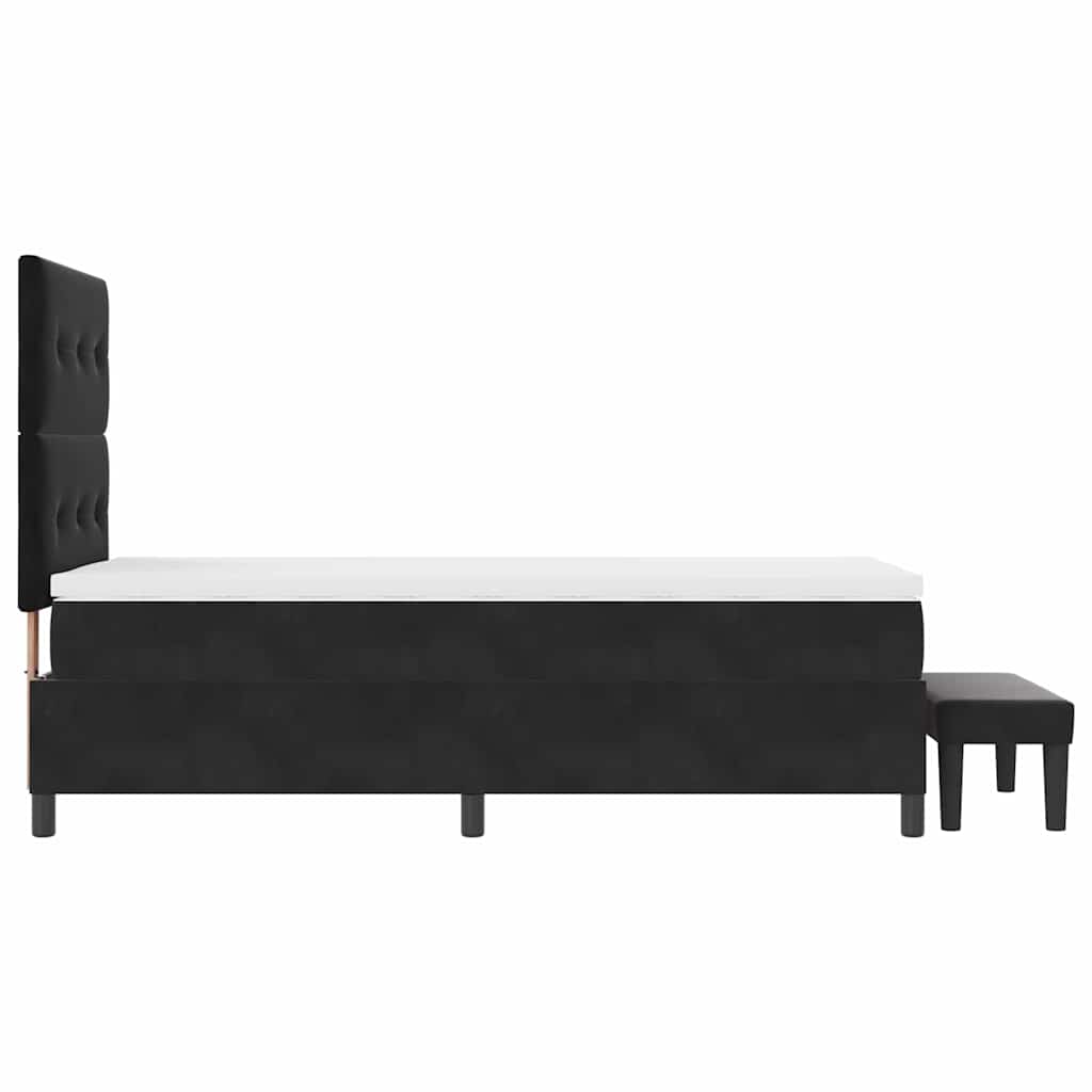 Boxspringbett mit Kissen mit Kopfteil Schwarz 200 x 90 cm Samt