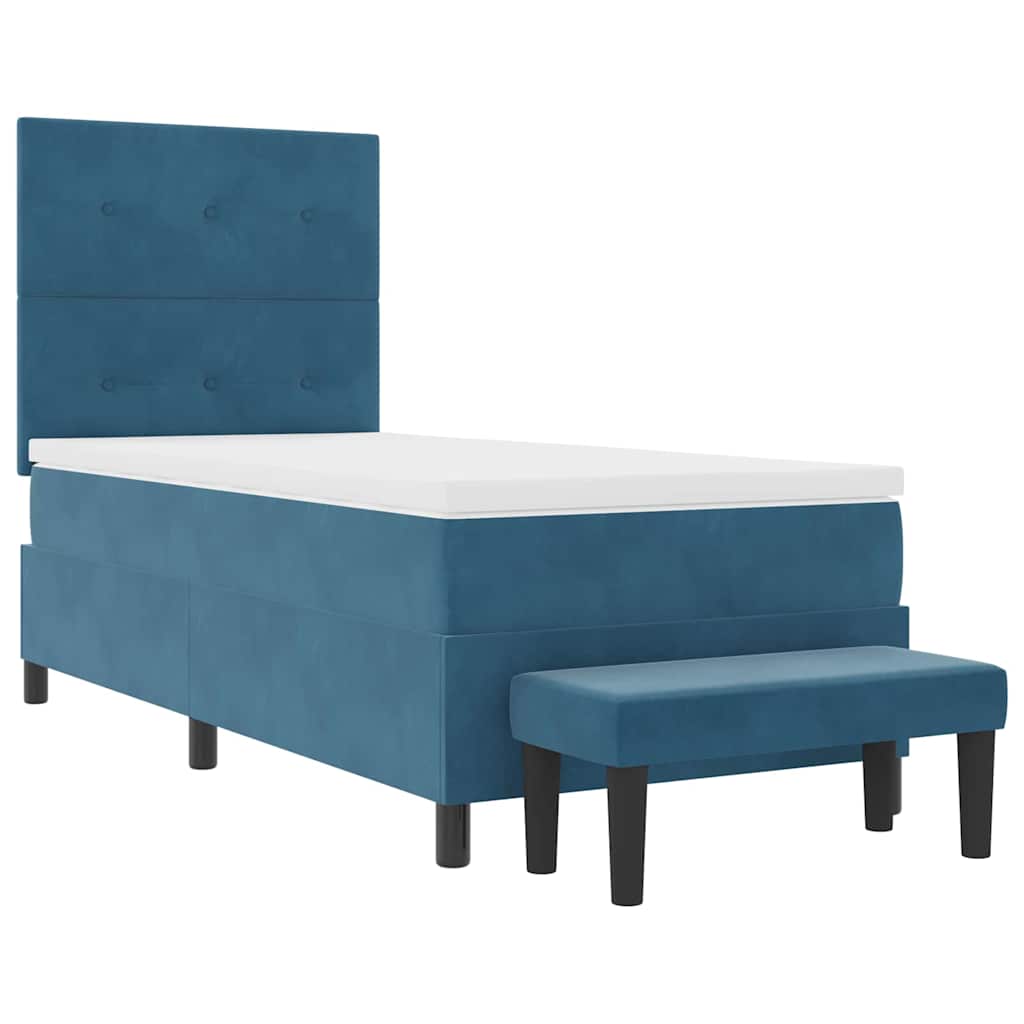 Boxspringbett mit Kopfteil Dunkelblau 200 x 90 cm Samt