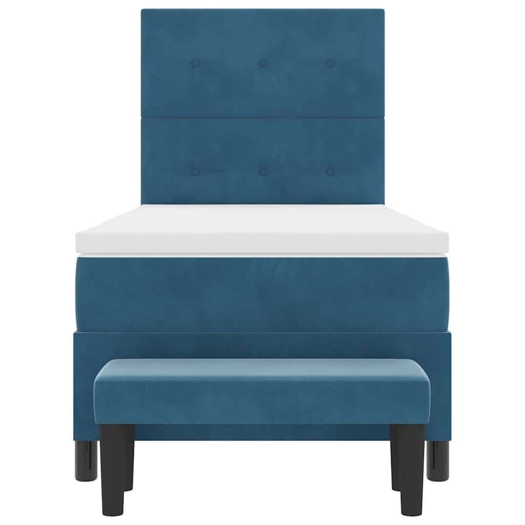 Boxspringbett mit Kopfteil Dunkelblau 200 x 90 cm Samt