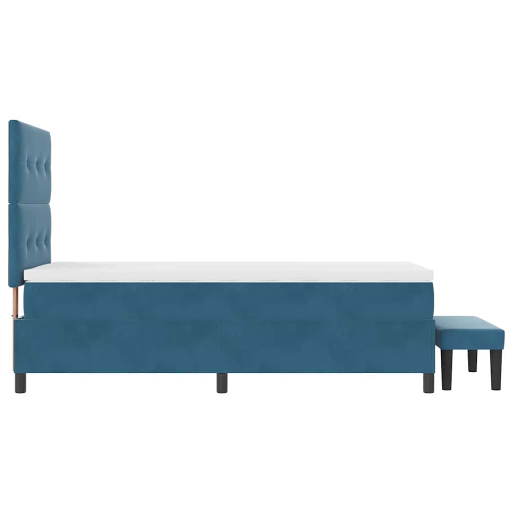 Boxspringbett mit Kopfteil Dunkelblau 200 x 90 cm Samt
