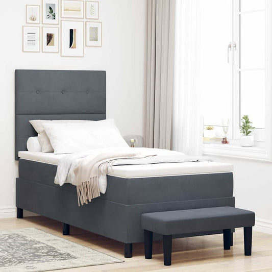 Boxspringbett mit Matratze Dunkelgrau 100 x 200 cm Samt