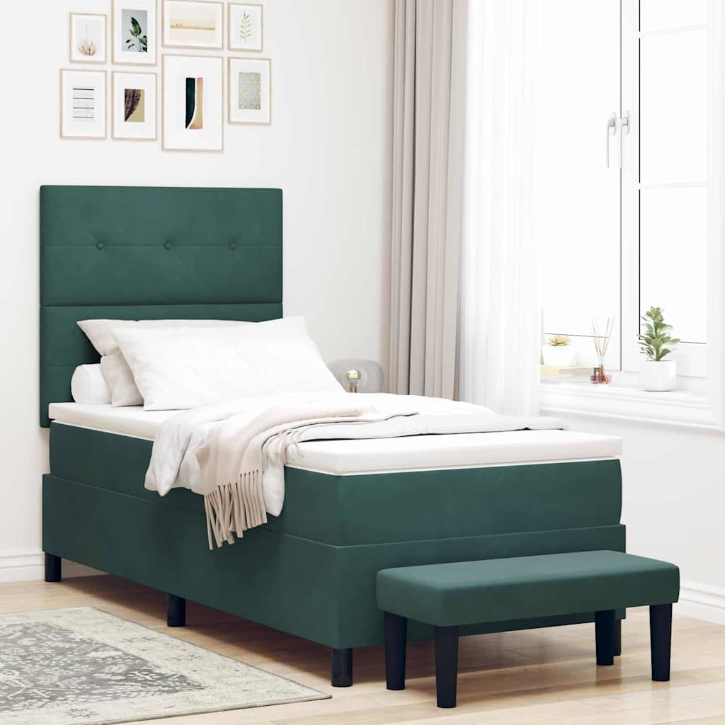 Boxspringbett mit Kopfteil Dunkelgrün 200 x 100 cm Samt