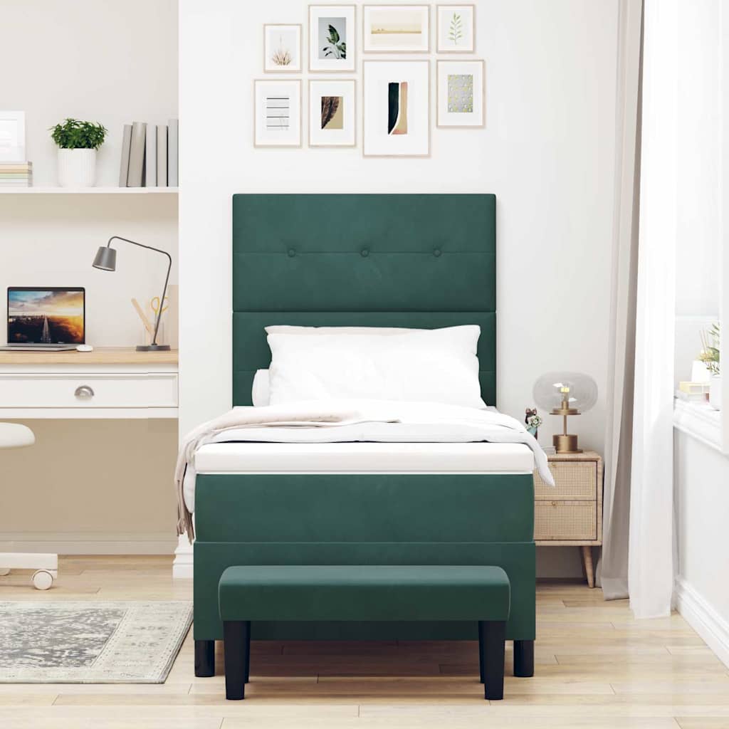 Boxspringbett mit Kopfteil Dunkelgrün 200 x 100 cm Samt