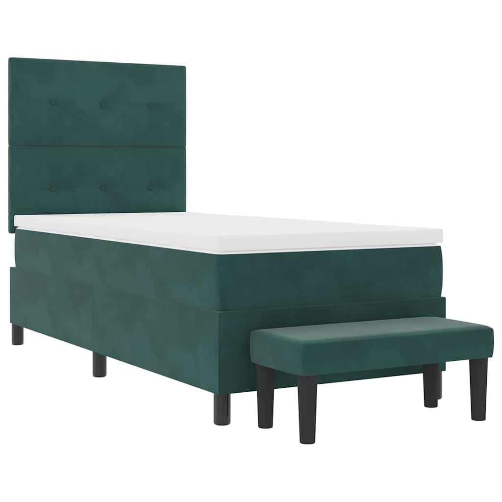 Boxspringbett mit Kopfteil Dunkelgrün 200 x 100 cm Samt