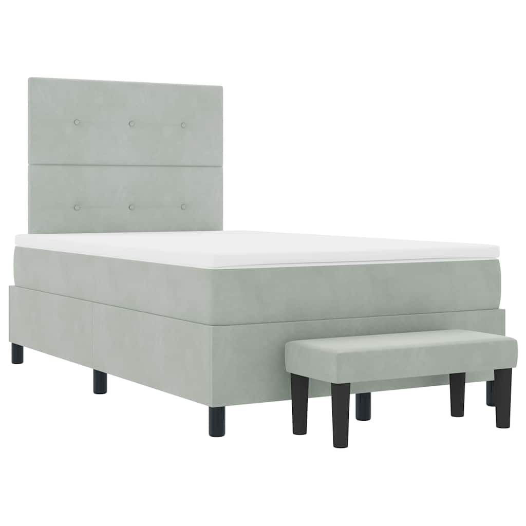 Boxspringbett mit Kopfteil Hellgrau 190 x 120 cm Samt