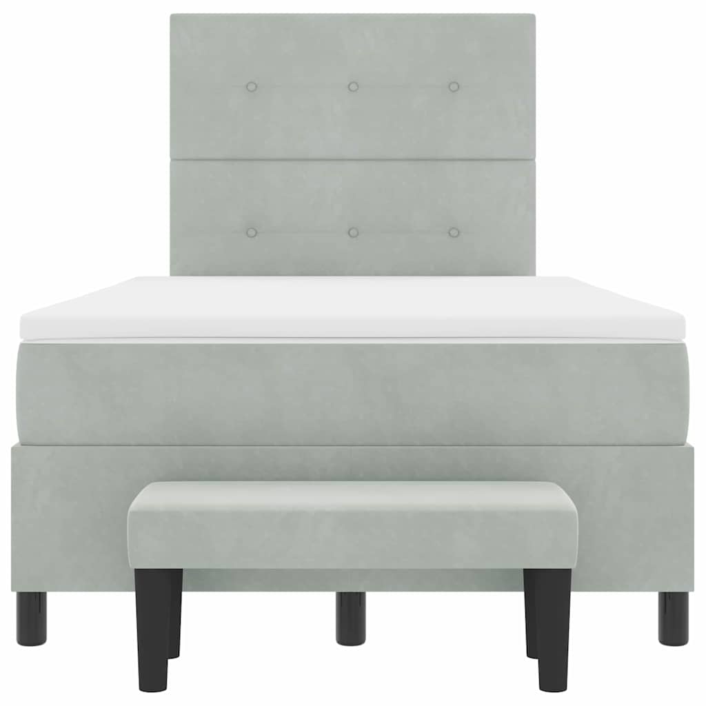 Boxspringbett mit Kopfteil Hellgrau 190 x 120 cm Samt
