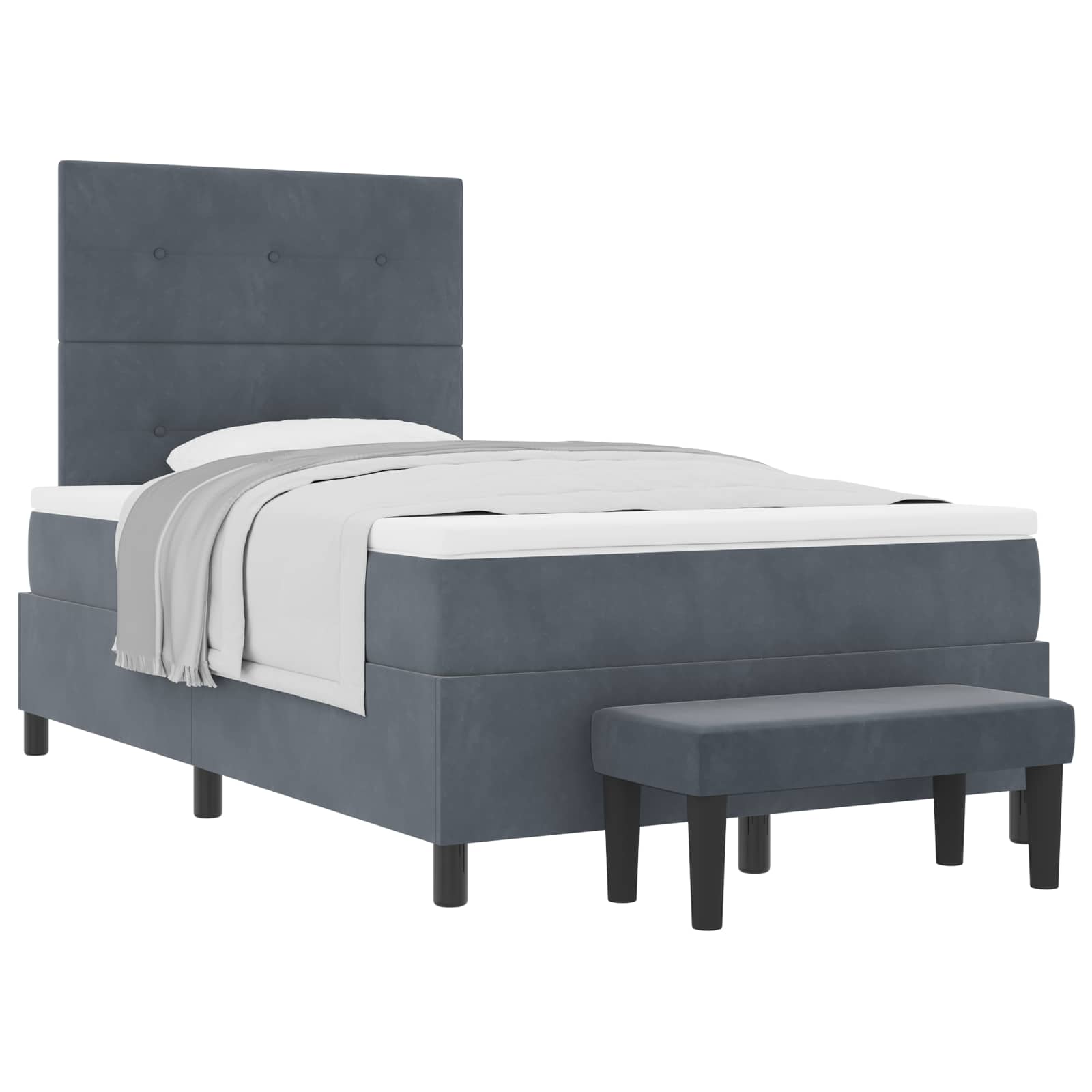 Boxspringbett mit Kopfteil Dunkelgrau 190 x 120 cm Samt
