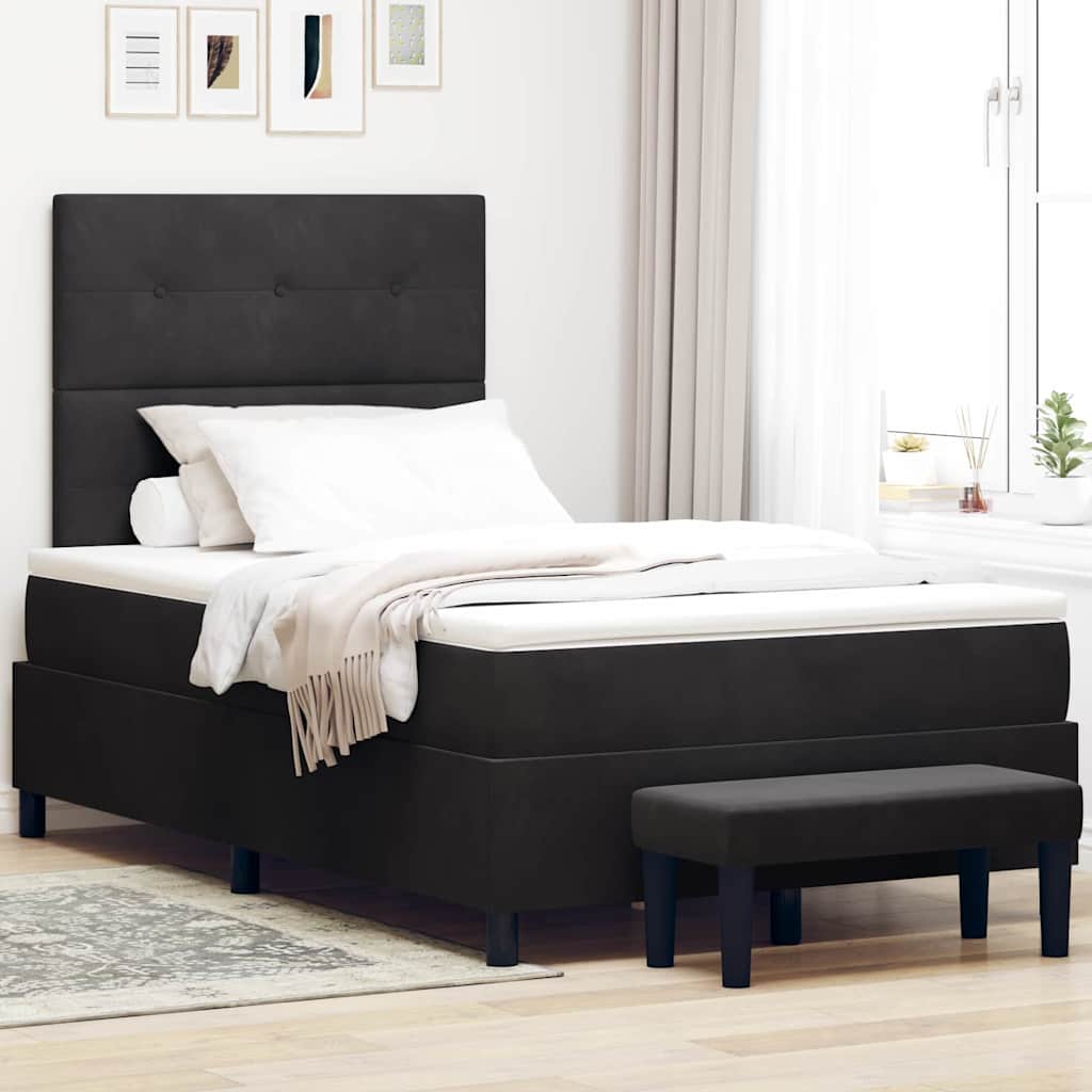 Boxspringbett mit Kopfteil Schwarz 190 x 120 cm Samt