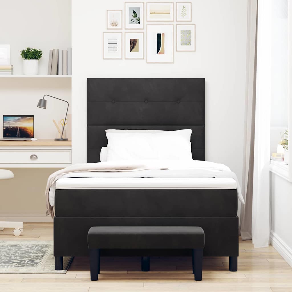 Boxspringbett mit Kopfteil Schwarz 190 x 120 cm Samt