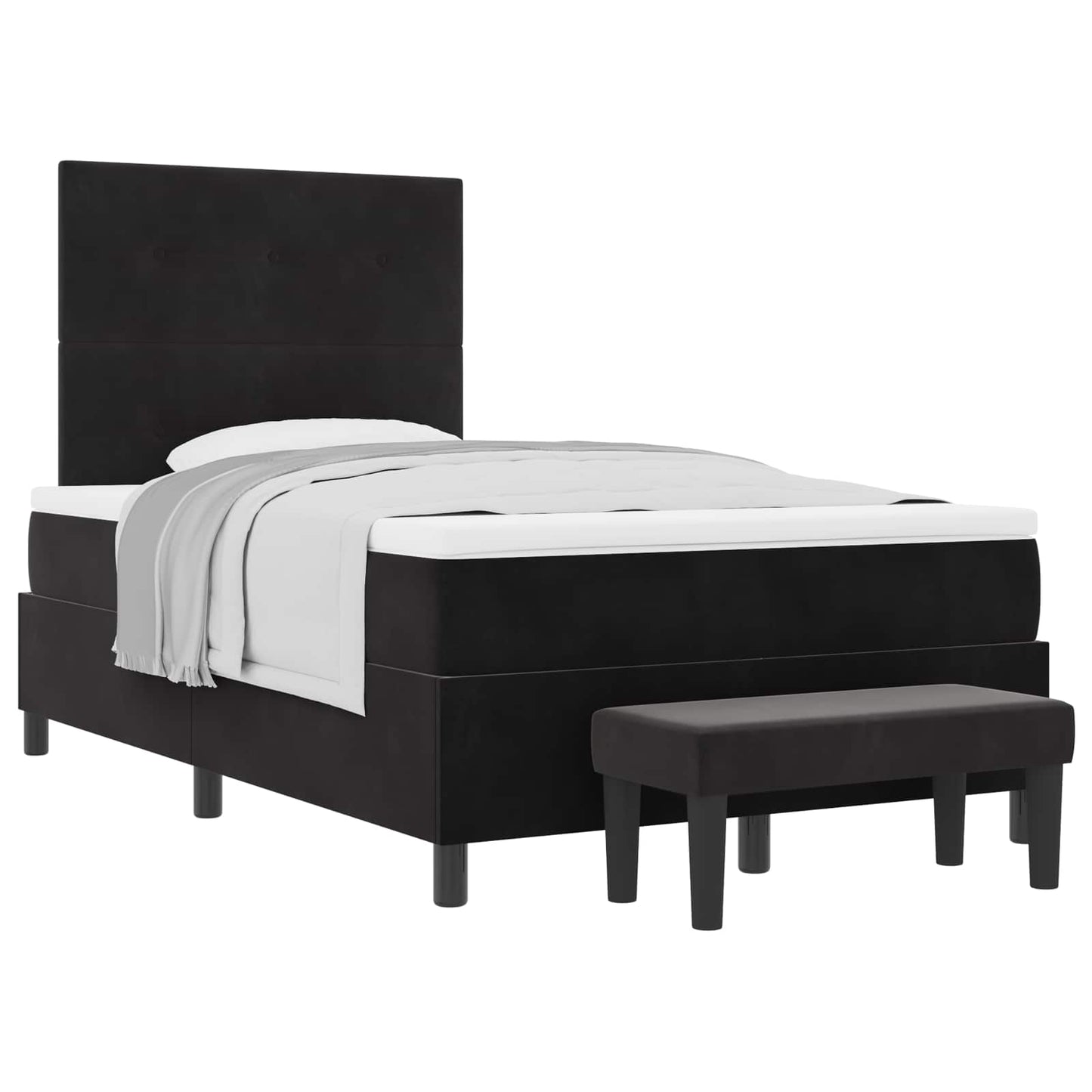 Boxspringbett mit Kopfteil Schwarz 190 x 120 cm Samt
