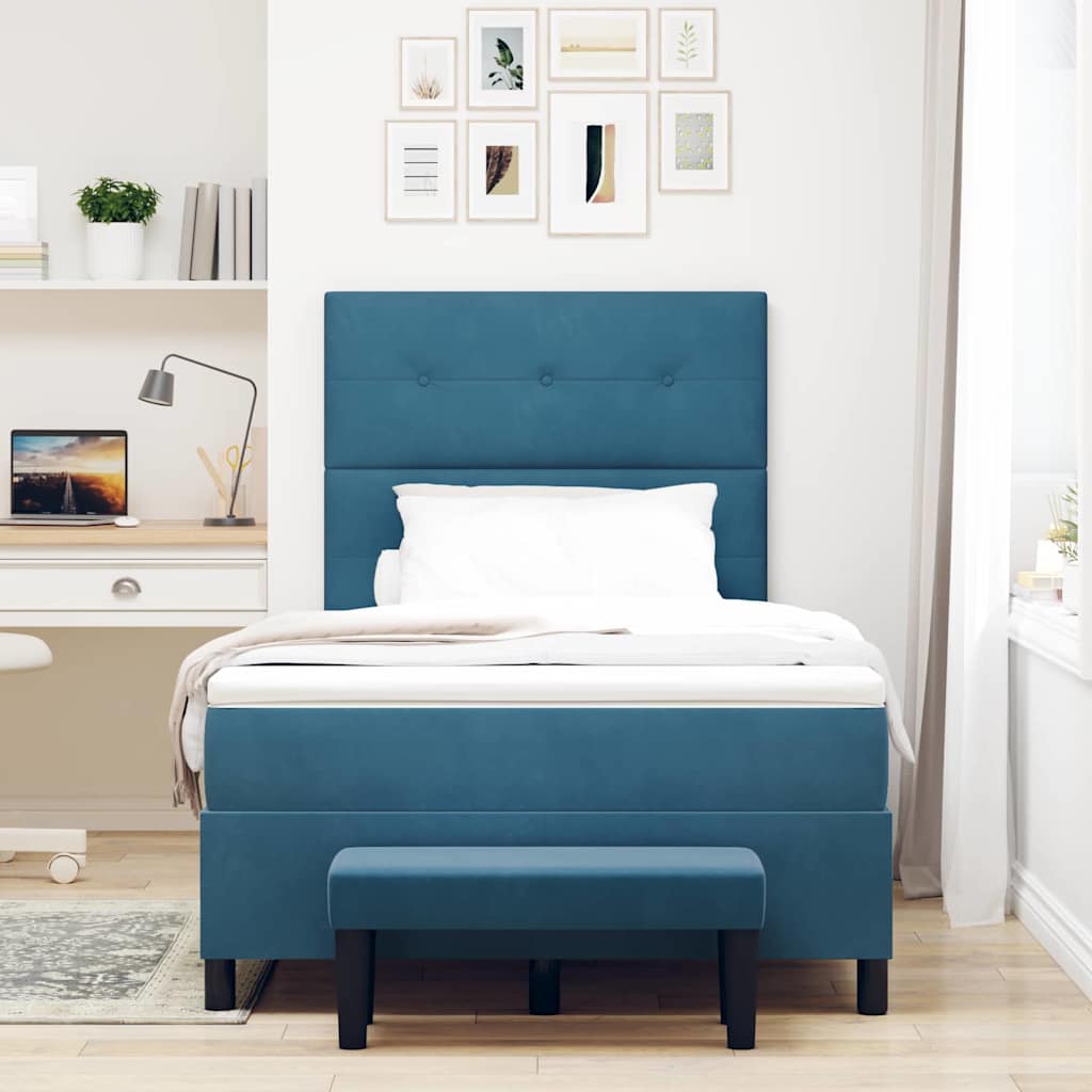 Boxspringbett mit Kopfteil Dunkelblau 190 x 120 cm Samt