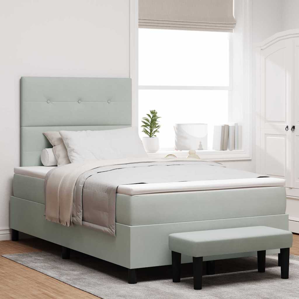 Boxspringbett mit Kopfteil Hellgrau 200 x 120 cm Samt